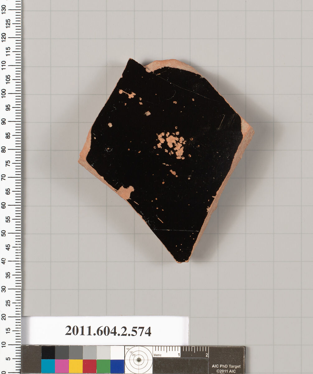 Terracotta fragment of a column-krater (bowl for mixing wine and water), Terracotta, Greek, Attic
