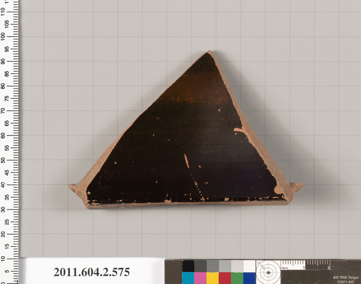 Terracotta fragment of a column-krater (bowl for mixing wine and water), Terracotta, Greek, Attic