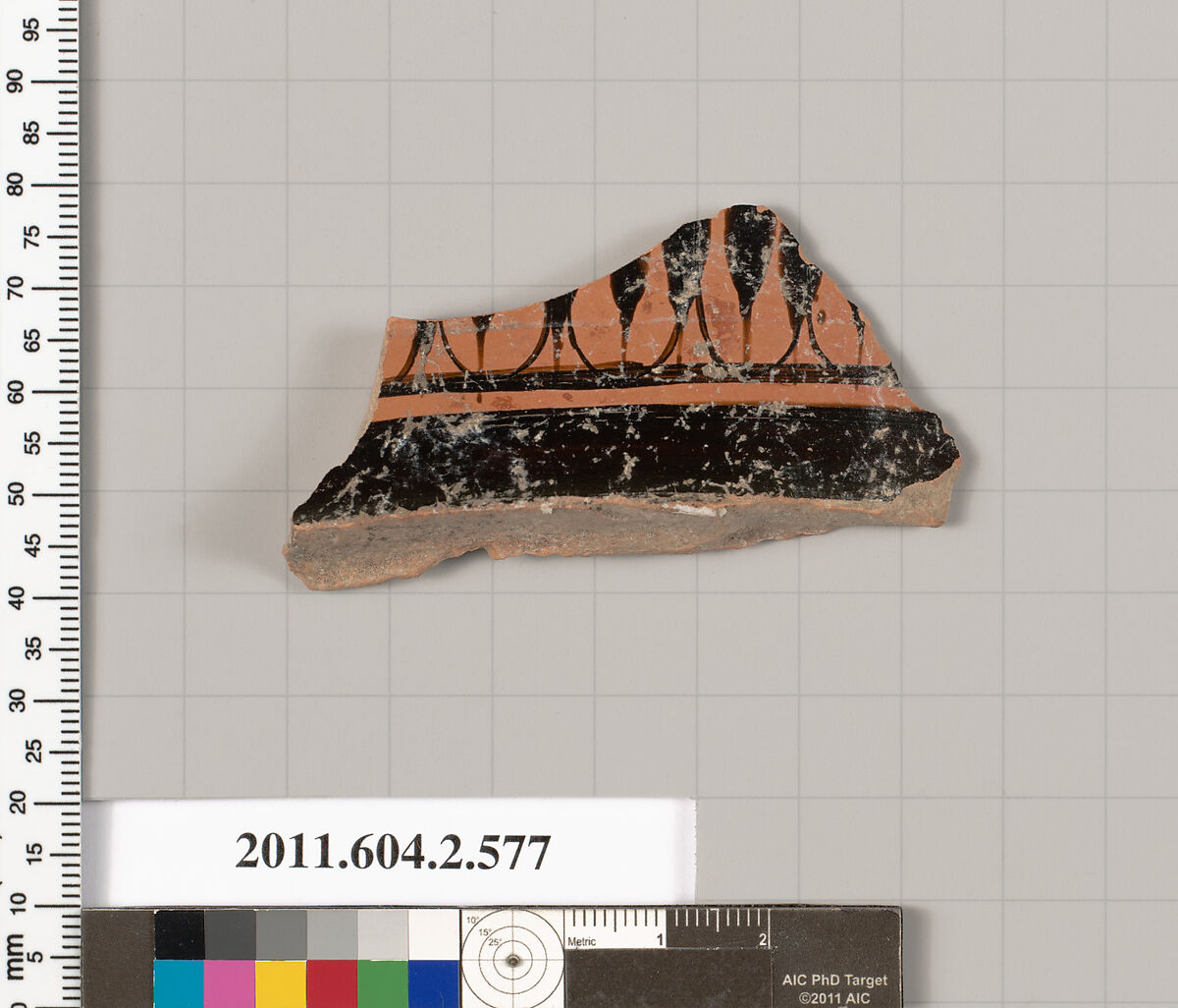 Terracotta fragment of a column-krater (bowl for mixing wine and water), Terracotta, Greek, Attic 