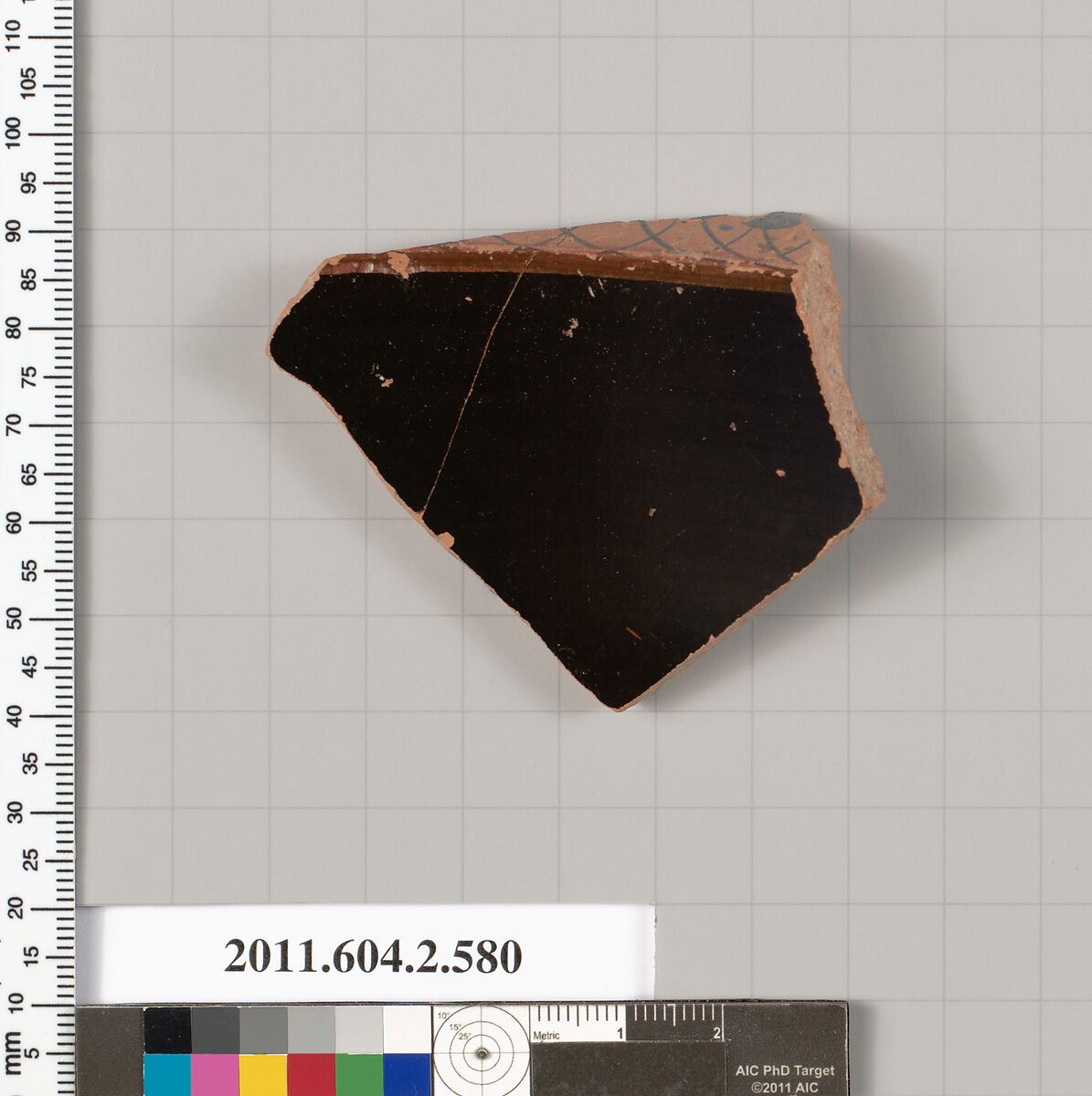 Terracotta fragment of a column-krater (bowl for mixing wine and water), Terracotta, Greek, Attic