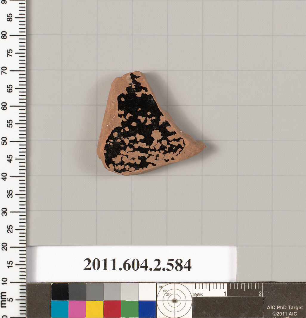 Terracotta fragment of a column-krater (bowl for mixing wine and water), Terracotta, Greek, Attic