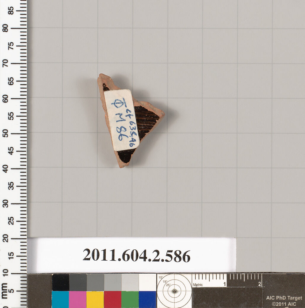 Terracotta fragment of a column-krater (bowl for mixing wine and water), Terracotta, Greek, Attic