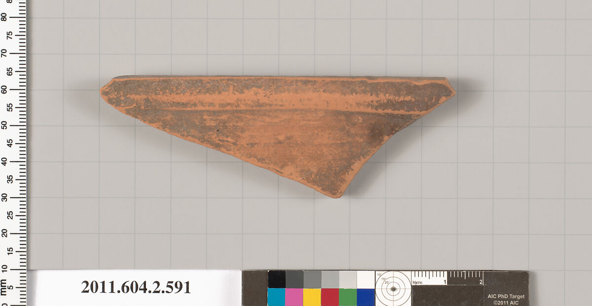 Terracotta fragment of a column-krater (bowl for mixing wine and water), Terracotta, Greek, Attic