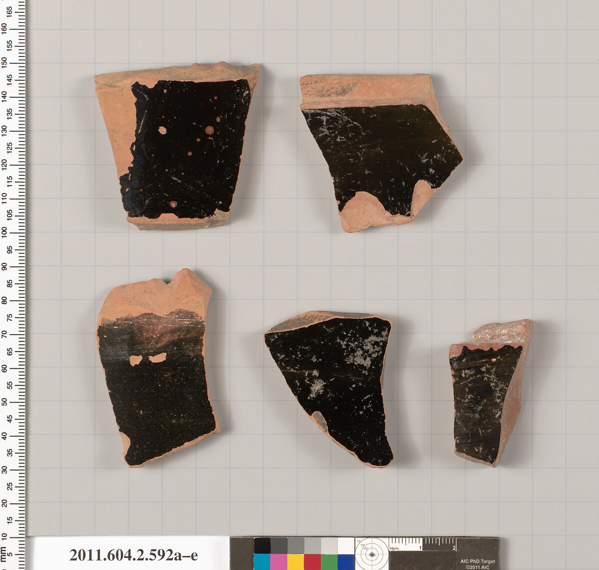 Terracotta fragments of column-kraters (bowls for mixing wine and water), Terracotta, Greek, Attic