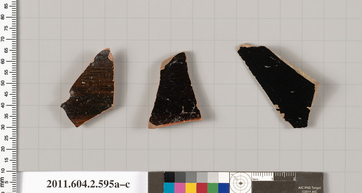 Terracotta fragments of column-kraters (bowls for mixing wine and water), Terracotta, Greek, Attic 