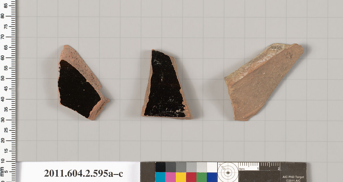 Terracotta fragments of column-kraters (bowls for mixing wine and water), Terracotta, Greek, Attic