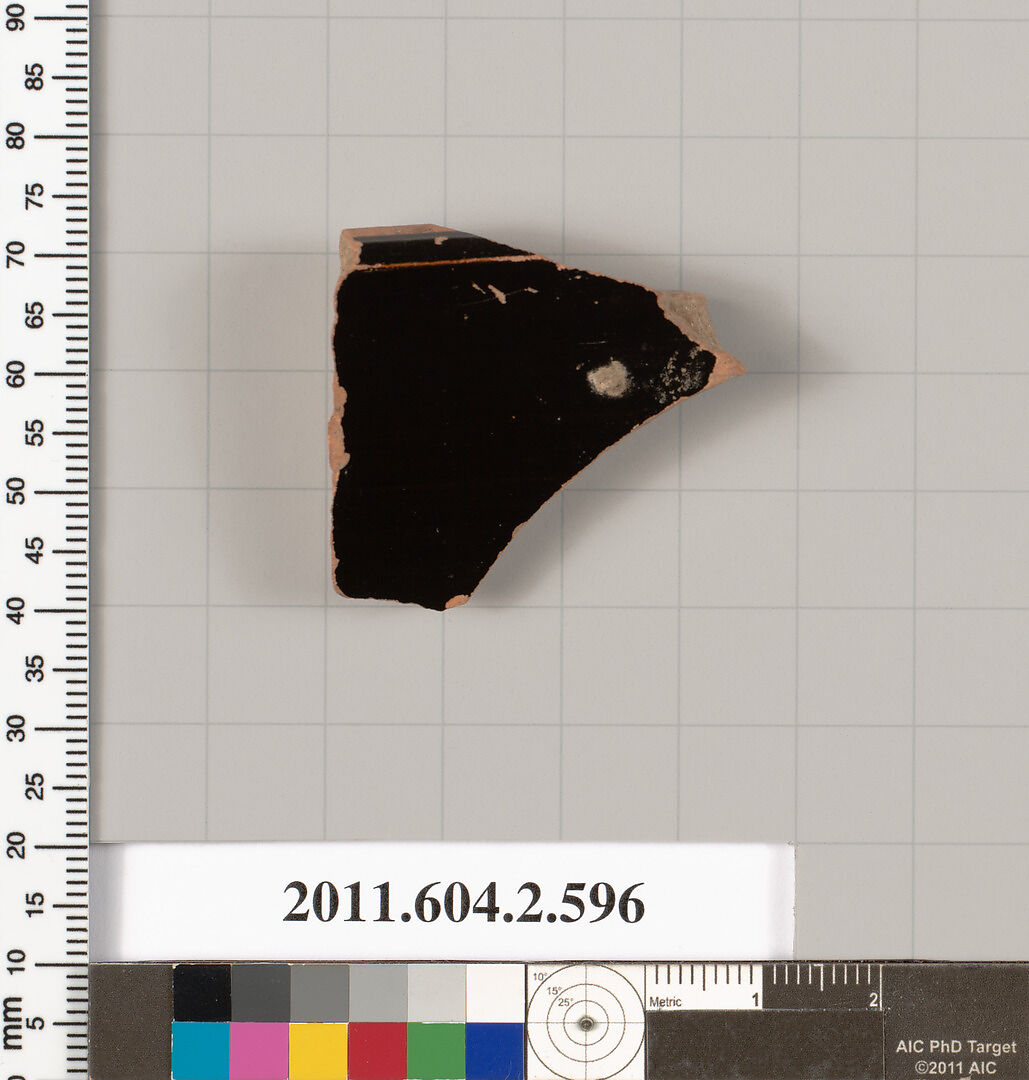 Terracotta fragment of a column-krater (bowl for mixing wine and water), Terracotta, Greek, Attic