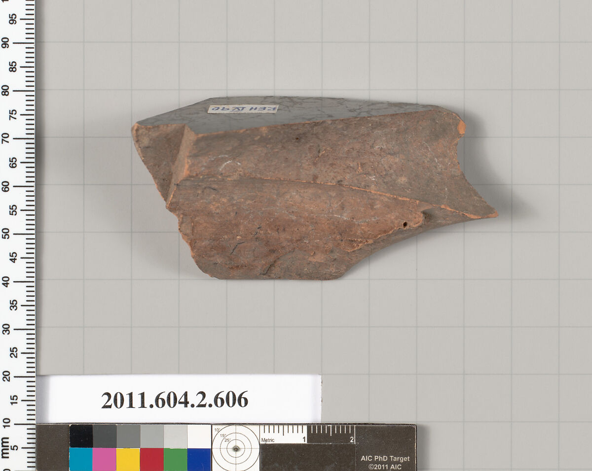 Terracotta fragment of a column-krater (bowl for mixing wine and water), Terracotta, Greek, Attic
