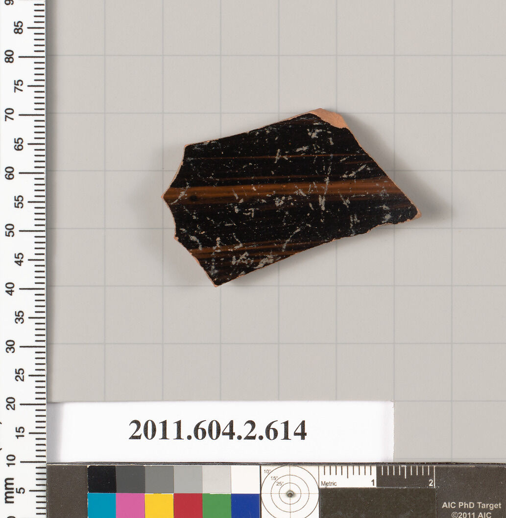 Terracotta fragment of a column-krater (bowl for mixing wine and water), Terracotta, Greek, Attic