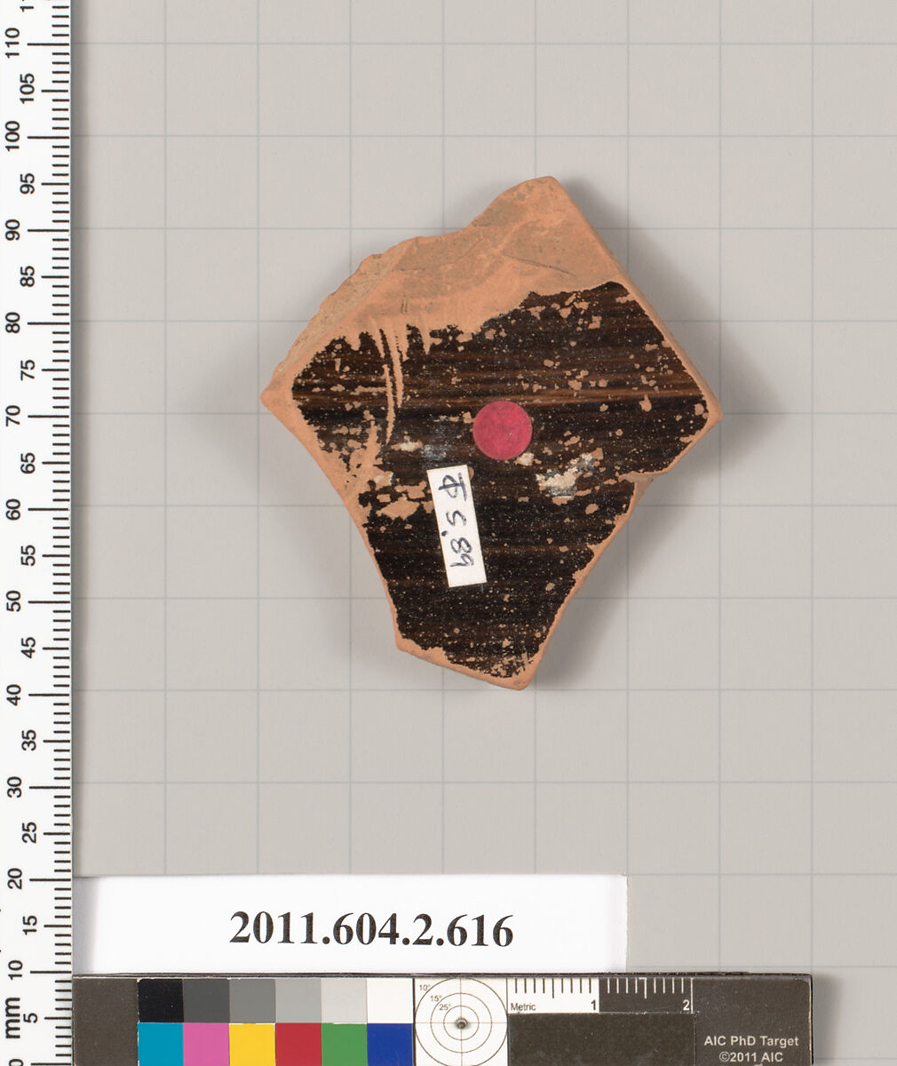 Terracotta fragment of a column-krater (bowl for mixing wine and water), Terracotta, Greek, Attic