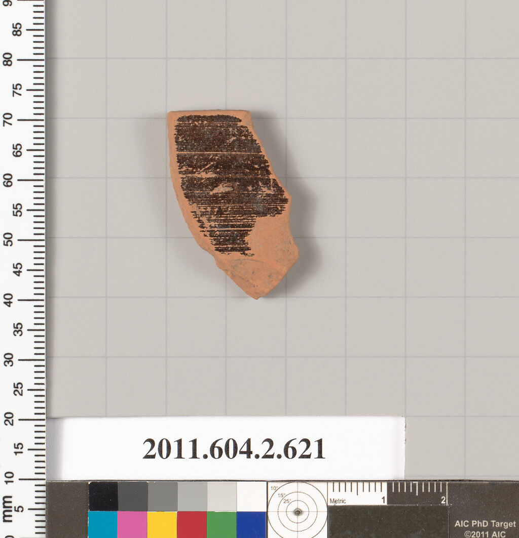 Terracotta fragment of a column-krater (bowl for mixing wine and water), Terracotta, Greek, Attic