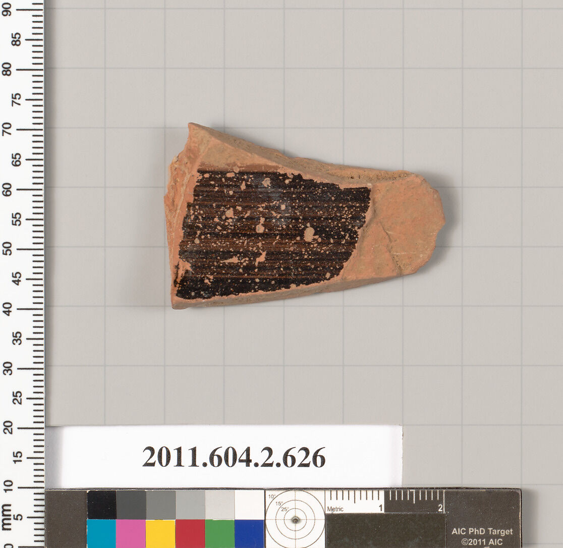 Terracotta fragment of a column-krater (bowl for mixing wine and water), Terracotta, Greek, Attic