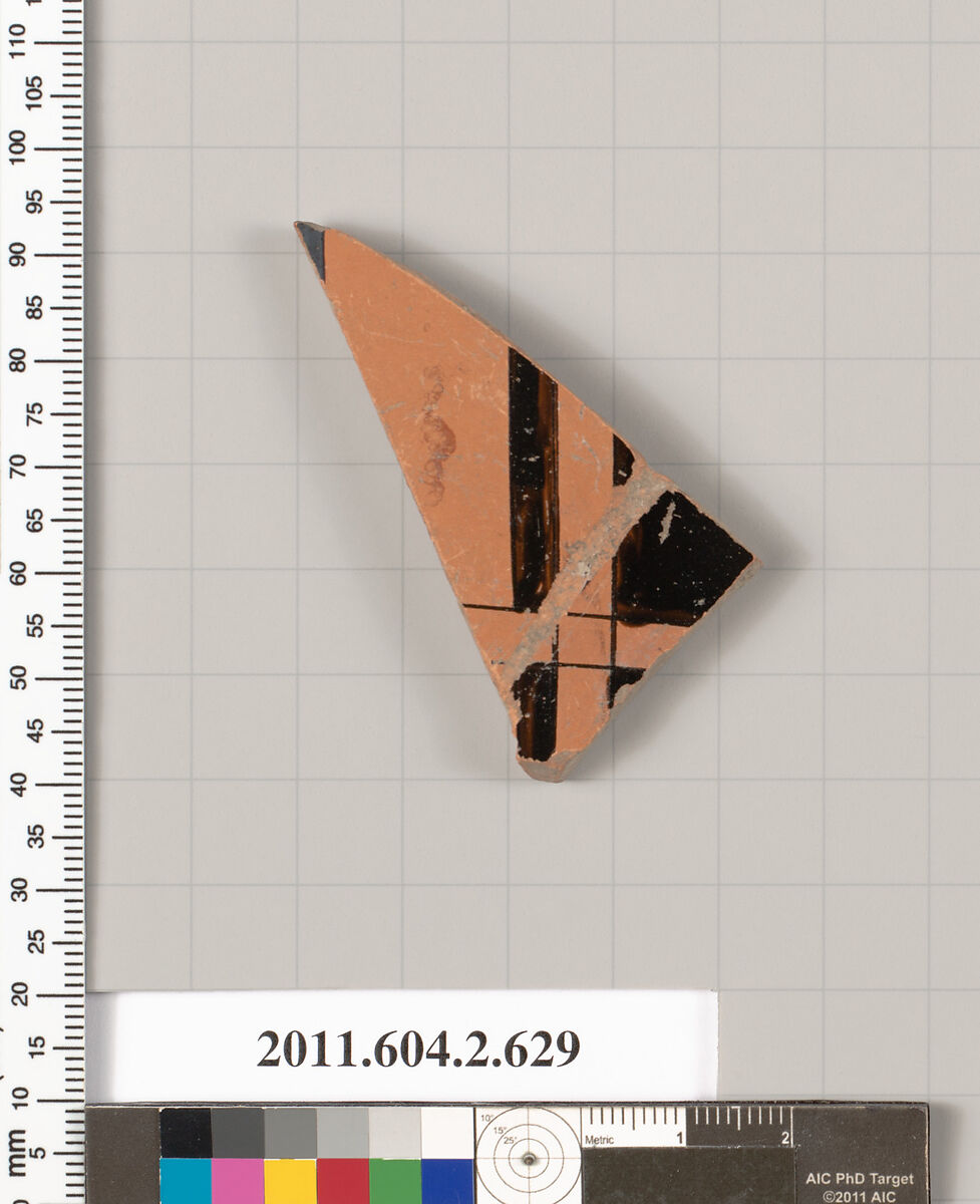 Terracotta fragment of a column-krater (bowl for mixing wine and water), Terracotta, Greek, Attic 