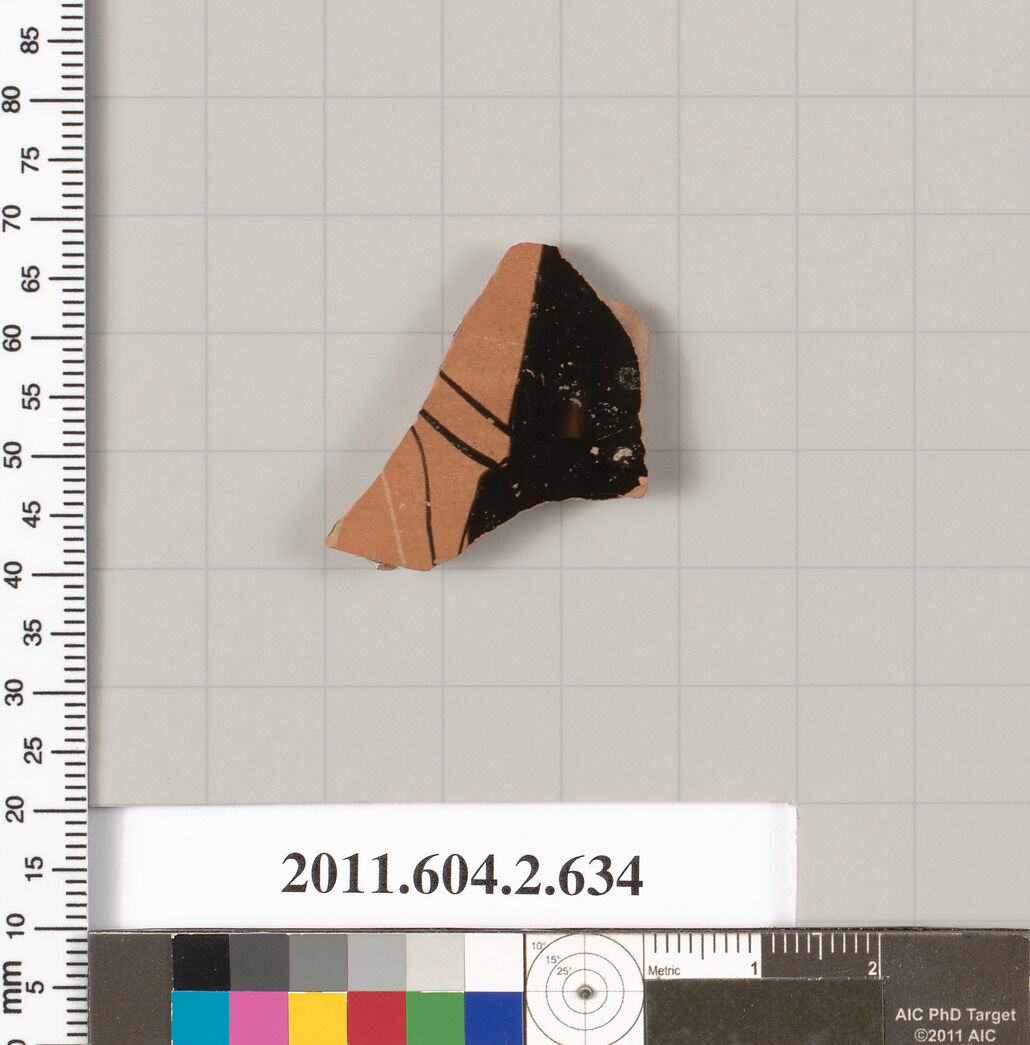 Terracotta fragment of a column-krater (bowl for mixing wine and water), Terracotta, Greek, Attic 
