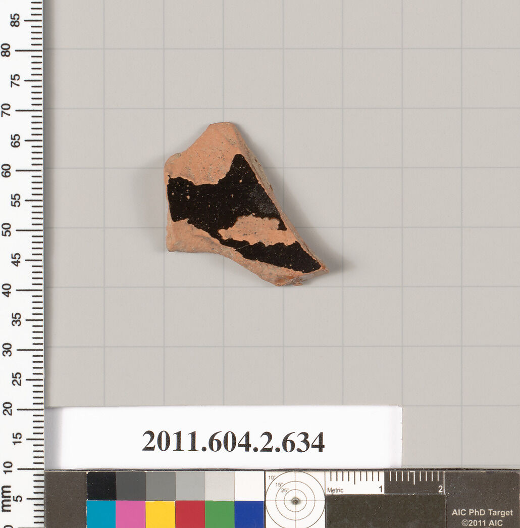 Terracotta fragment of a column-krater (bowl for mixing wine and water), Terracotta, Greek, Attic