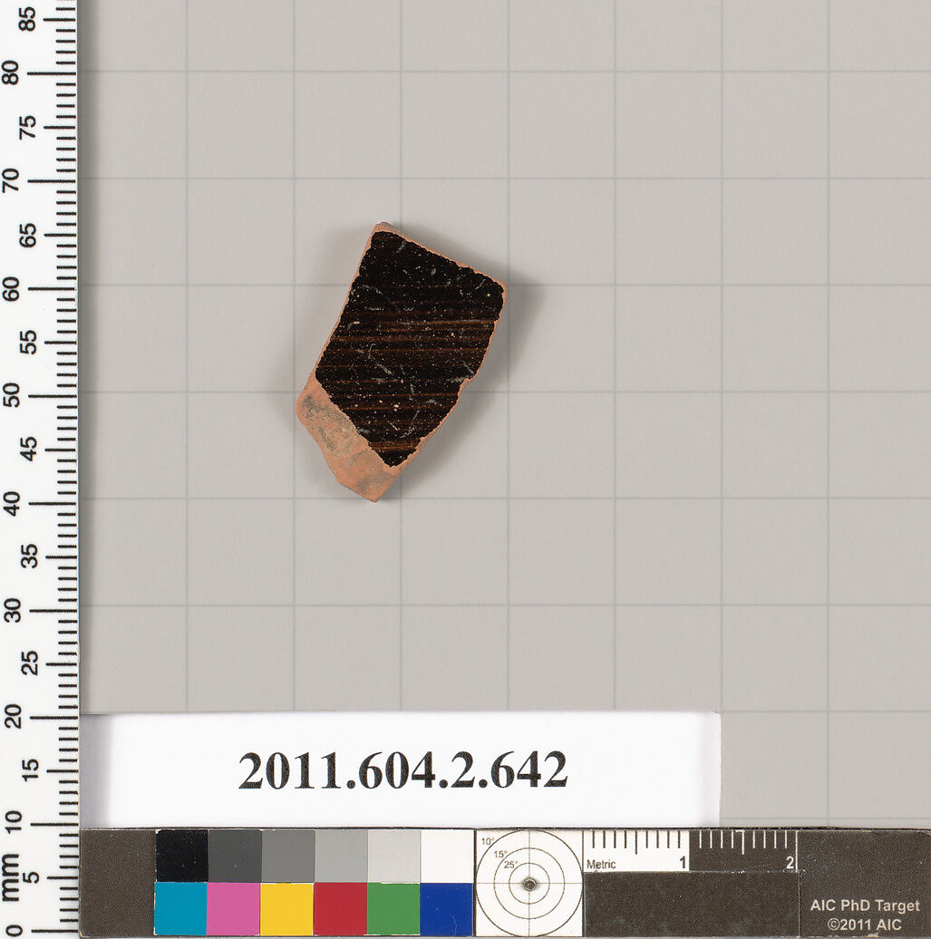Terracotta fragment of a column-krater (bowl for mixing wine and water), Terracotta, Greek, Attic