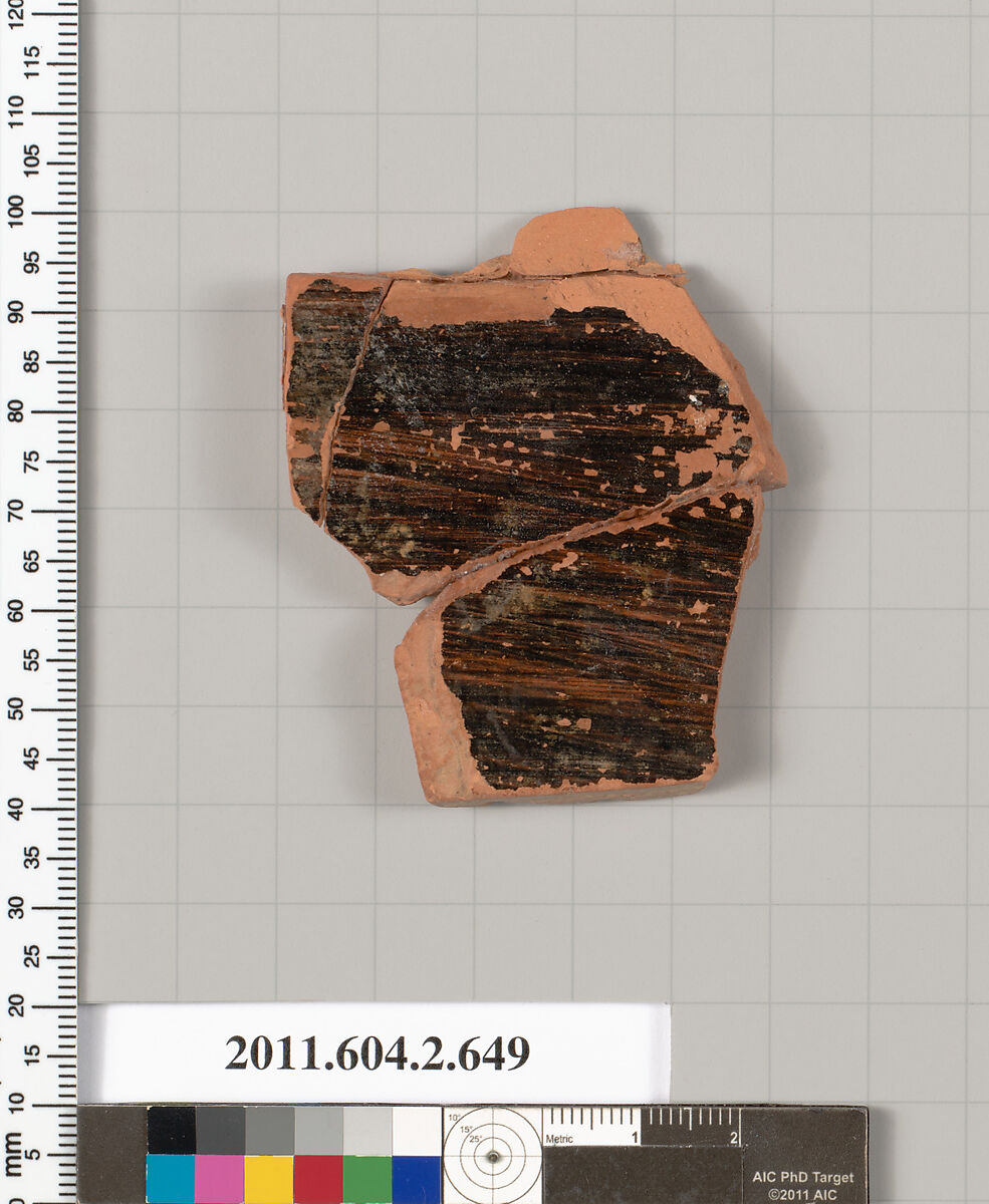 Terracotta fragment of a column-krater (bowl for mixing wine and water), Terracotta, Greek, Attic