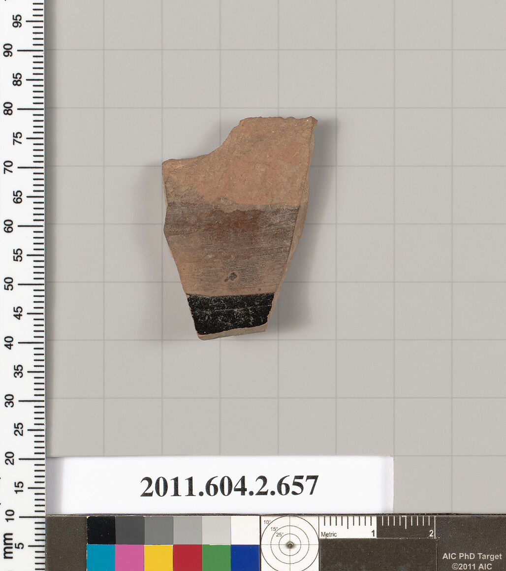 Terracotta fragment of a column-krater (bowl for mixing wine and water), Terracotta, Greek, Attic