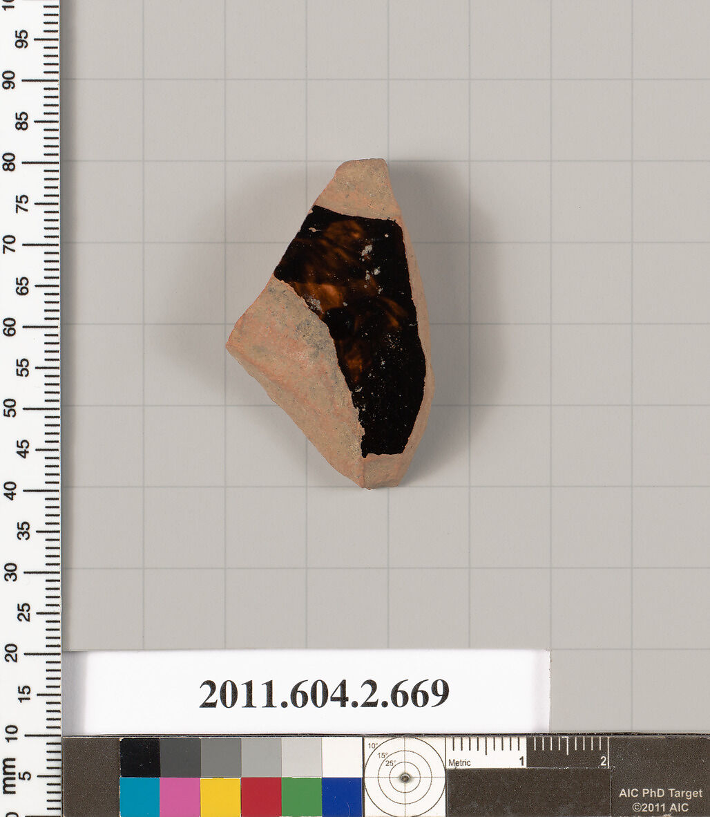 Terracotta fragment of a column-krater (bowl for mixing wine and water), Terracotta, Greek, Attic
