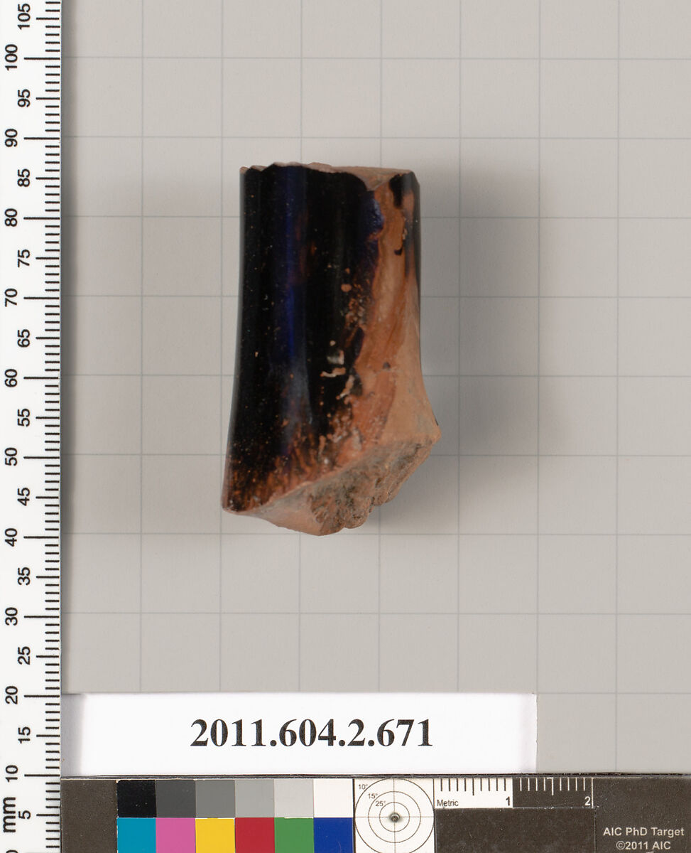 Terracotta fragment of a column-krater (bowl for mixing wine and water), Terracotta, Greek, Attic