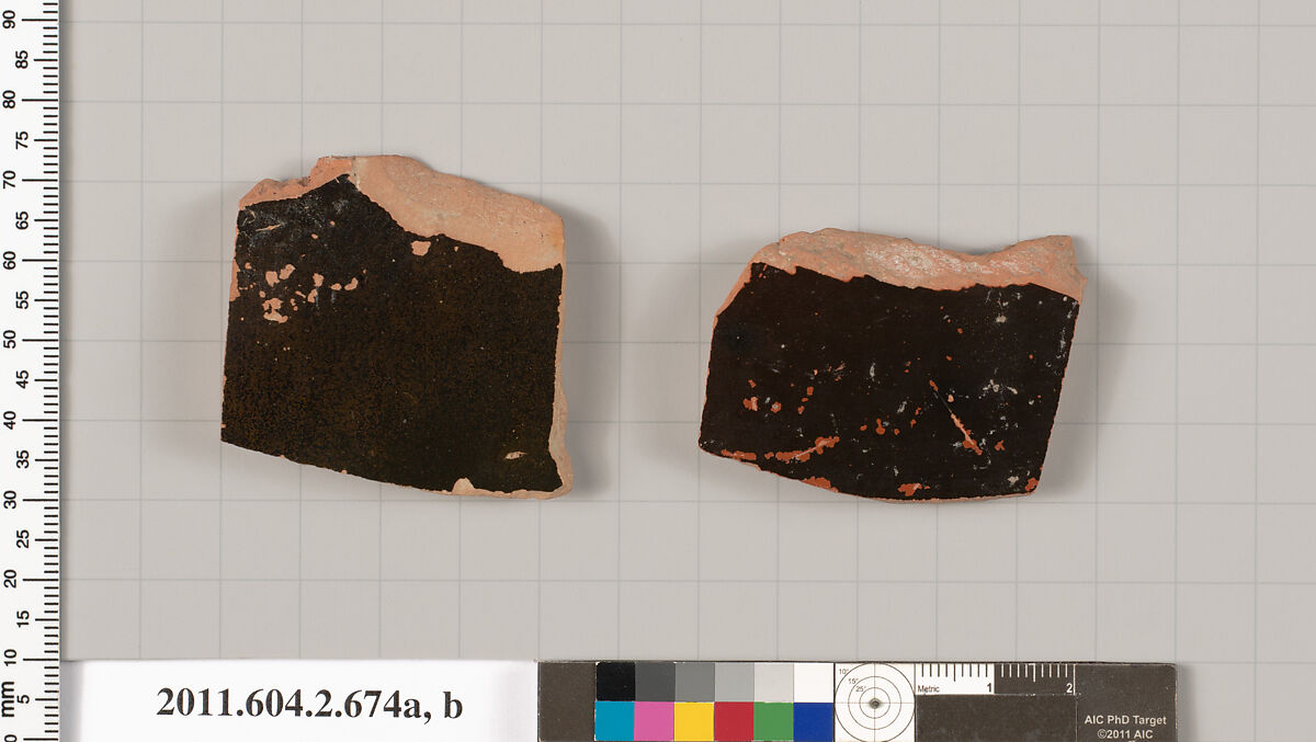 Terracotta fragments of column-kraters (bowls for mixing wine and water), Terracotta, Greek, Attic 
