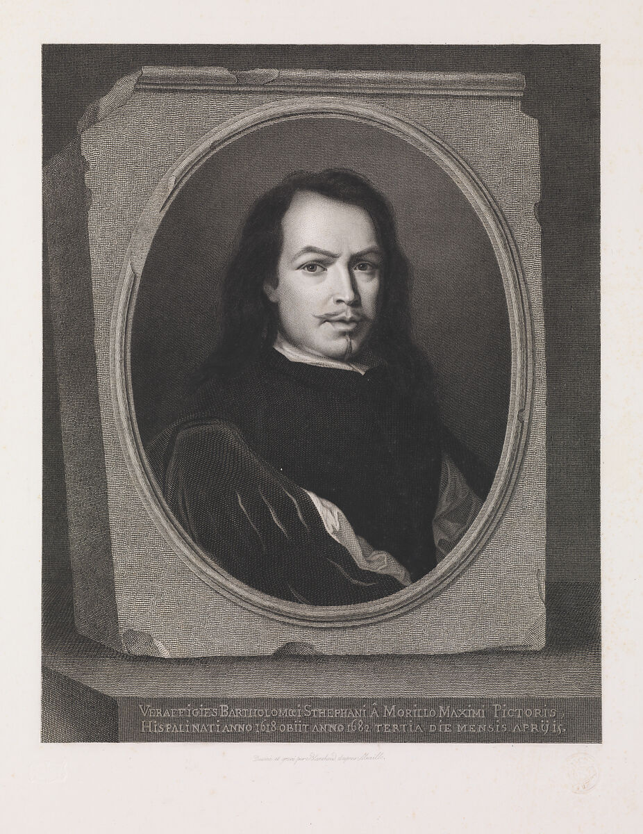 Murillo, after a self portrait by the artist, Auguste Blanchard fils aîné (French, Paris 1792–1849 Paris), Etching and engraving on chine collé; proof