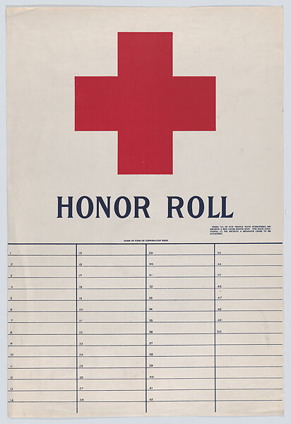 Honor roll, American Red Cross (American), Commercial color lithograph 
