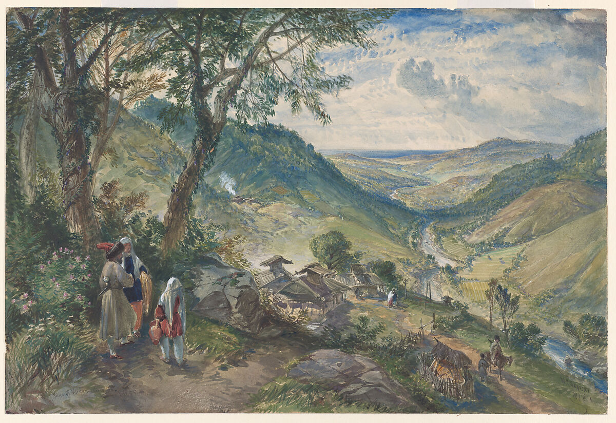 Valley of Vardan, Caucasus, William Simpson (British, Glasgow, Scotland 1823–1899 London), Watercolor and gouache (bodycolor) over graphite 