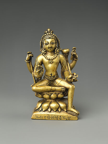 Manjushri, the Bodhisattva of Transcendent Wisdom, Copper alloy with silver inlay, Kashmir 