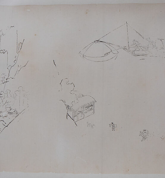 Landscape and Plant Studies, Xie Zhiliu (Chinese, 1910–1997), Drawing; ink on transparent paper, China