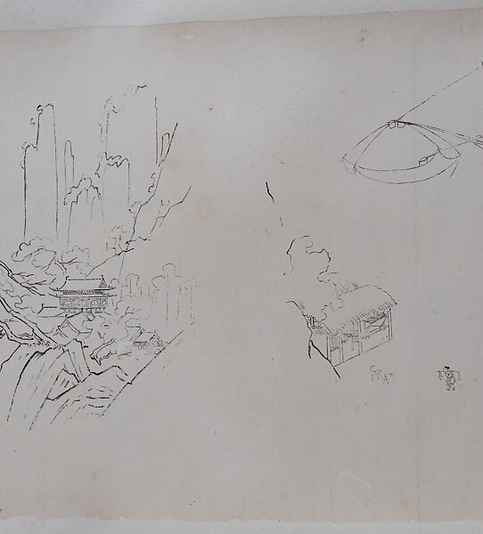 Landscape and Plant Studies, Xie Zhiliu (Chinese, 1910–1997), Drawing; ink on transparent paper, China