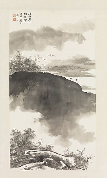 Landscape in the Style of Liang Kai, Xie Zhiliu (Chinese, 1910–1997), Hanging scroll; ink on paper, China 