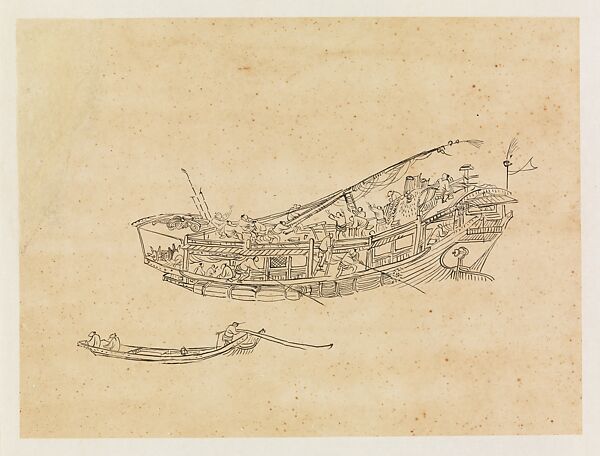Boats, Xie Zhiliu (Chinese, 1910–1997), Drawing; ink on transparent paper, China 