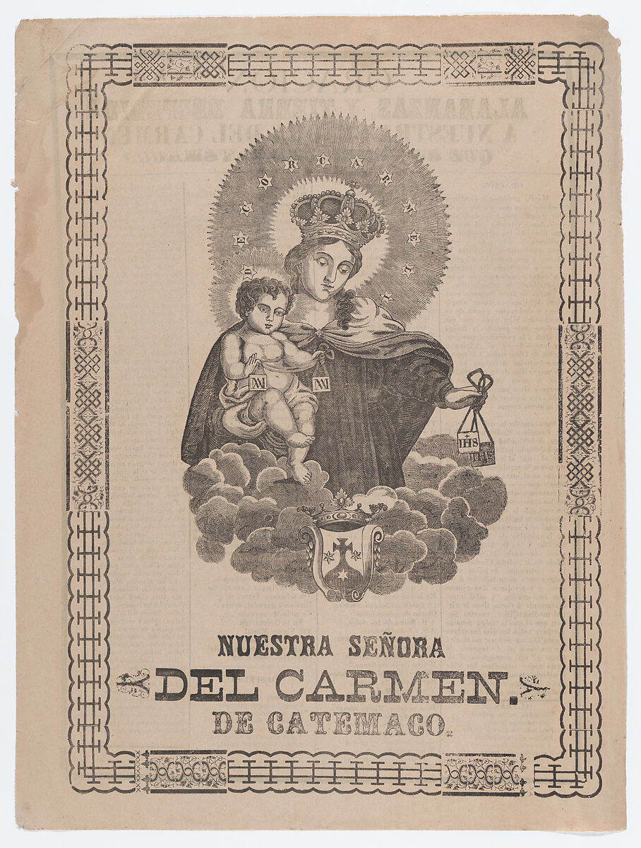 Our Lady of Catemaco holding the Christ Child, José Guadalupe Posada (Mexican, Aguascalientes 1852–1913 Mexico City), Lithograph and letterpress on buff paper 