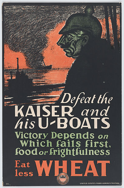 Defeat the Kaiser and his U-boats, United States Food Administration, Commercial color lithograph 