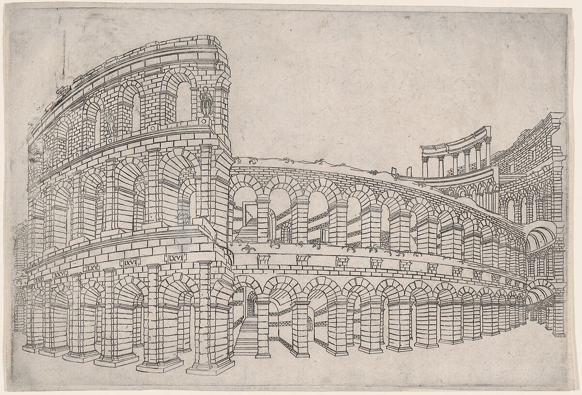 Colosseum, Jacques Androuet Du Cerceau (French, Paris 1510/12–1585 Annecy), Etching 