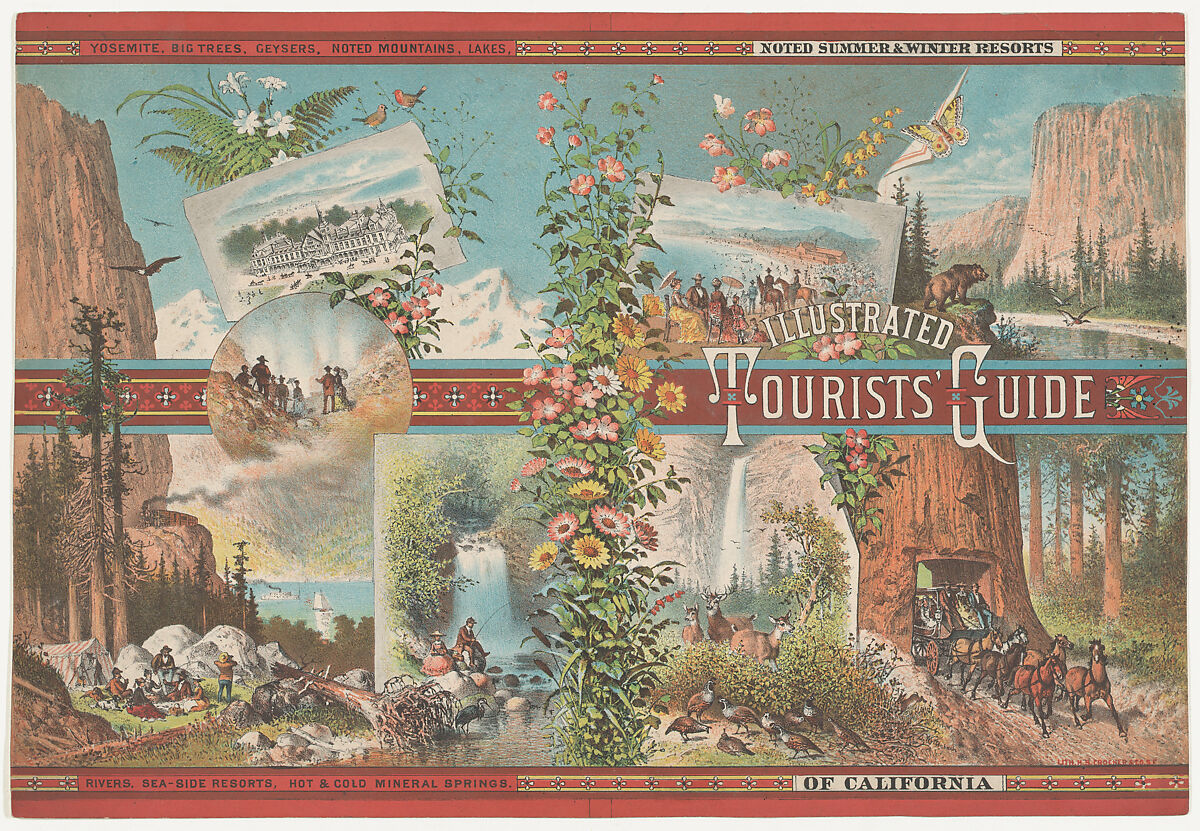 Book cover to an Illustrated Tourist Guide of Noted Summer & Winter Resorts of California, Emmanuel Wyttenbach (American, born Bern, Switzerland, active California, 1857–94), Lithograph 