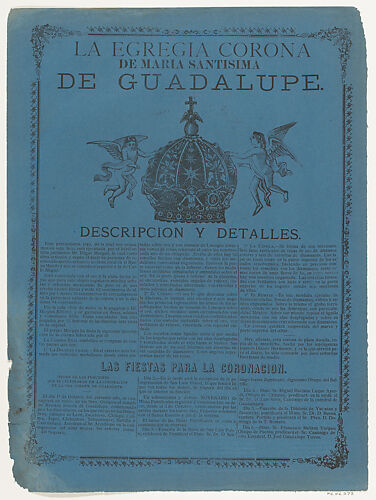 Broadsheet relating to the crown of the Virgin of Guadalupe
