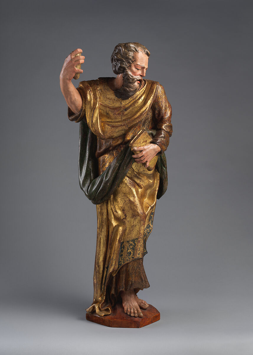 Apostle or Saint, Alonso Berruguete (Spanish, Parades de Nava (Palencia) ca. 1488–1561 Toledo), Polychrome and gilt walnut, Spanish, Valladolid 