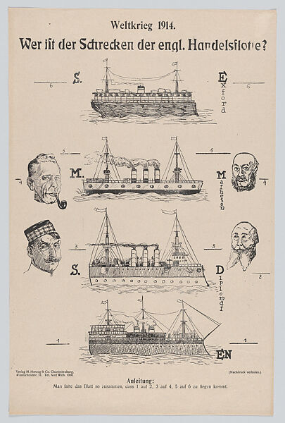 Wer ist der Schrecken der engl. Handelsflotte?, M. Herzog &amp; Company, Commercial lithograph 