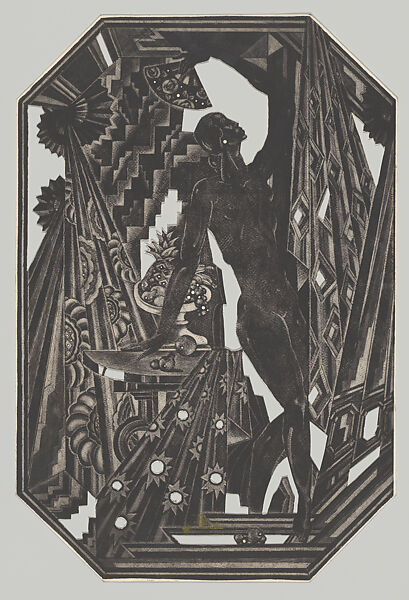 Jewels/Theme VI, Eldzier Cortor (American, Richmond, Virginia 1916–2015 Seaford, New York), Mezzotint with etching in black and color aquatint with etching