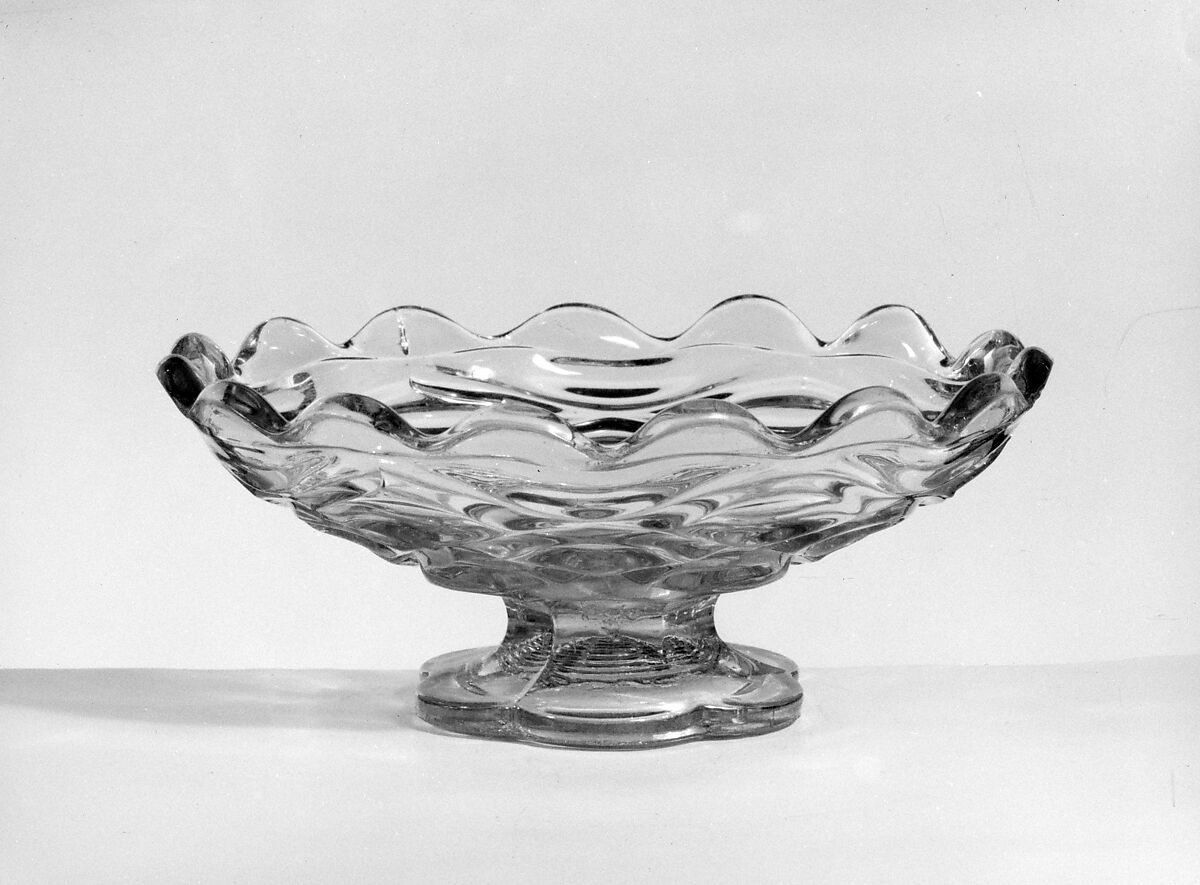 Footed Bowl, Pressed glass, American 