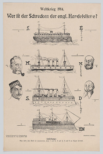 Wer ist der Schrecken der engl. Handelsflotte?, M. Herzog &amp; Company, Commercial lithograph 