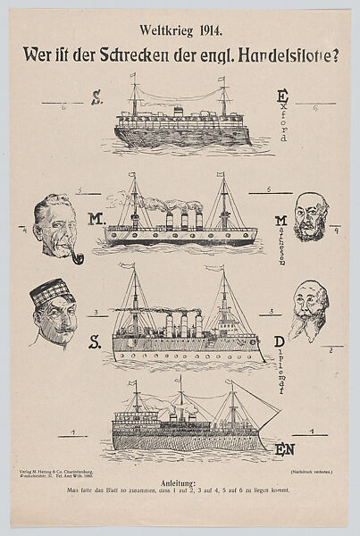 Wer ist der Schrecken der engl. Handelsflotte?, M. Herzog &amp; Company, Commercial lithograph 