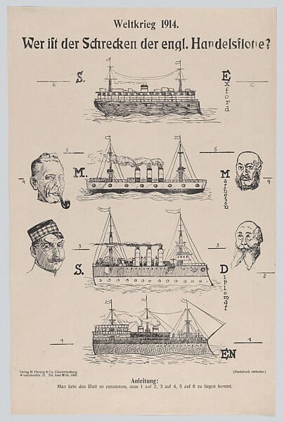 Wer ist der Schrecken der engl. Handelsflotte?, M. Herzog &amp; Company, Commercial lithograph 