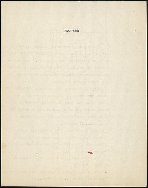 [Four-Page Essay: "Enquête"], Walker Evans (American, St. Louis, Missouri 1903–1975 New Haven, Connecticut), Ink on paper