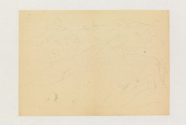 Landscape Sketches of Mount Luofu, Xie Zhiliu (Chinese, 1910–1997), Two drawings from a set of three adhered sheets; pencil on paper, China