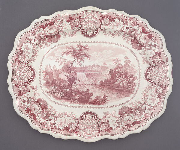 The Falls of Niagara, U.S., William Adams &amp; Sons (British, active ca. 1819–present), Earthenware (white) and lead glaze, British 