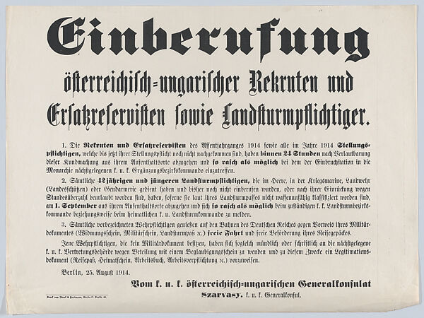 Einberufung, Anonymous, Commercial lithograph 
