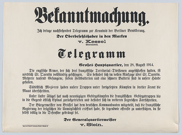 Bekanntmachung, Anonymous, Commercial lithograph 